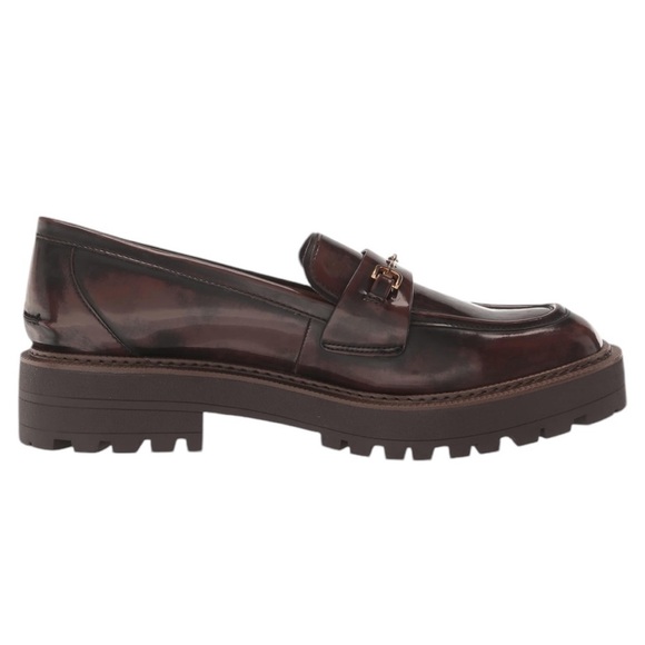 SAM EDELMAN Laurs Lug Sole Loafer Chestnut Shiny Size 10 NWOT - Picture 3 of 13